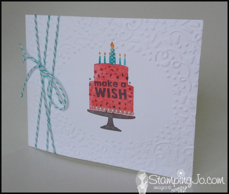 Party Wishes, Confetti TIEF, Baker's Twine, Pearls, Party Punch Pack, Wink of Stella, Stampin Up, hand stamped, hand made card, no layer card, simple card, quick & easy card