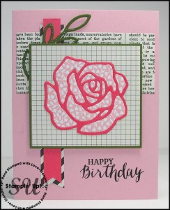 Rose Wonder, paper piecing, hand stamped Birthday card, Stamin' Up
