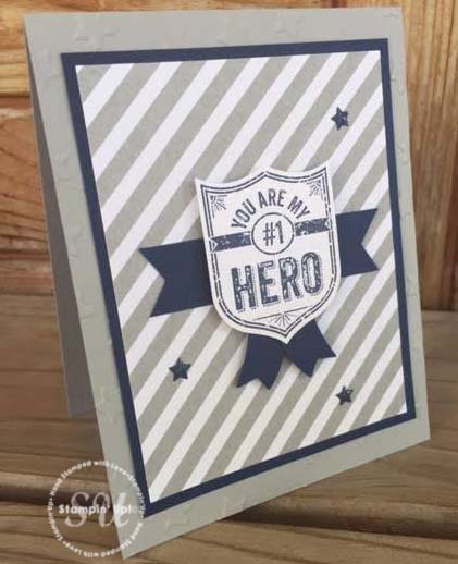 My Hero, Stampin Up, masculine hand stamped card