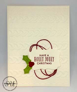 Stitched With Cheer, Cable Knit Embossing Folder, Stampin Up, stamped Christmas Card