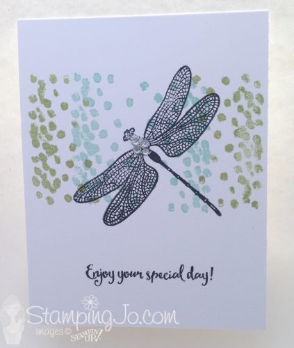 Dragonfly Dreams stamp set, Stampin Up, 2017 Occasions Catalogue, quick and easy, no layer stamped card