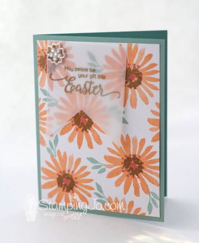 stamped Easter card, Blooms and Wishes, Suite Sentiments, Stampin Up