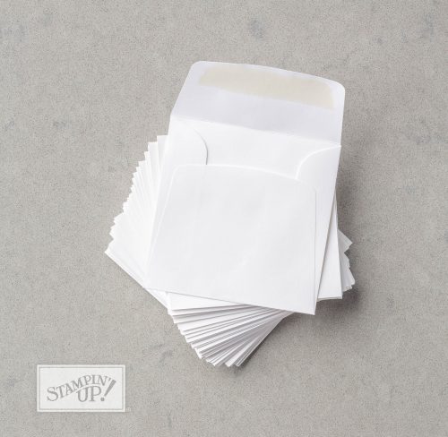 Stampin Up new 3"x3" Envelopes in Whisper White, perfect for the new Mini Pizza Boxes