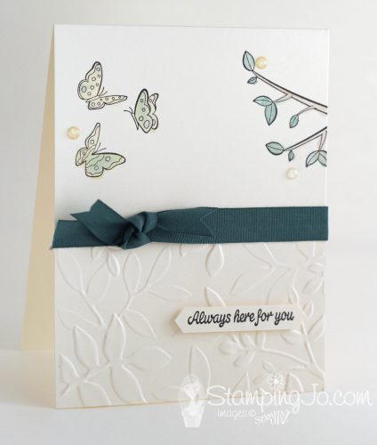 Sharing Sweet Thoughts stamp set, Stampin Up, one layer stamped card, Big Shot, embossed card
