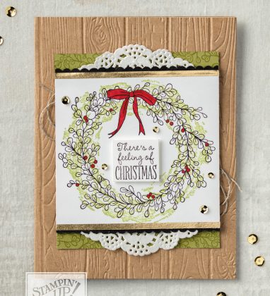 Christmas wreath card made with the Feeling of Christmas stamp set