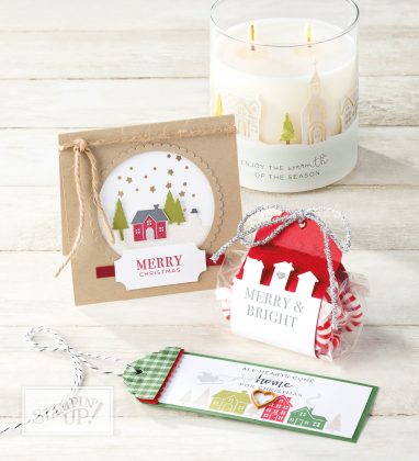 Christmas cards, tags and gift packaging using the Hearts Come Home Bundle