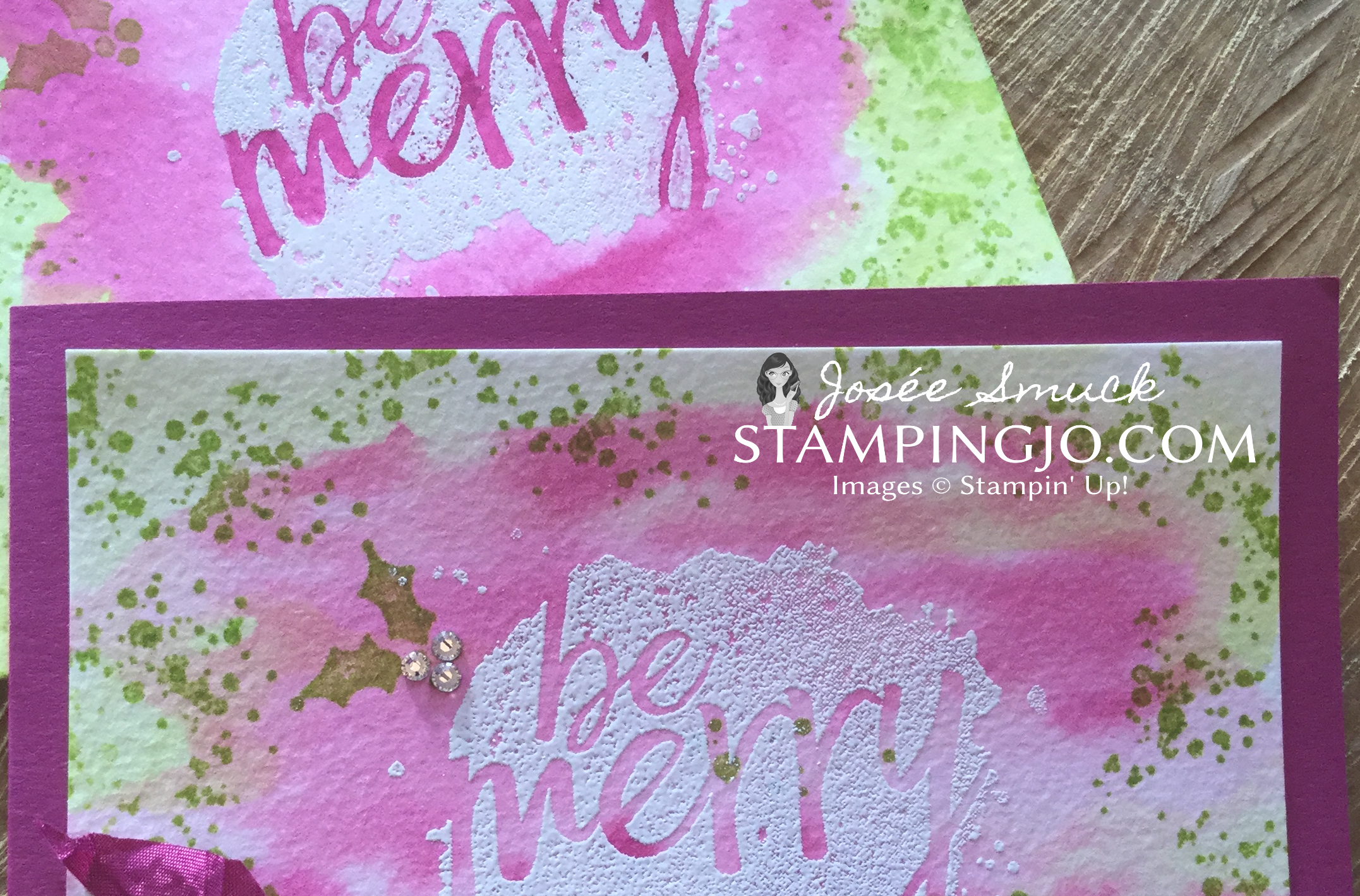watercoloring and emboss resist stampin up card 1